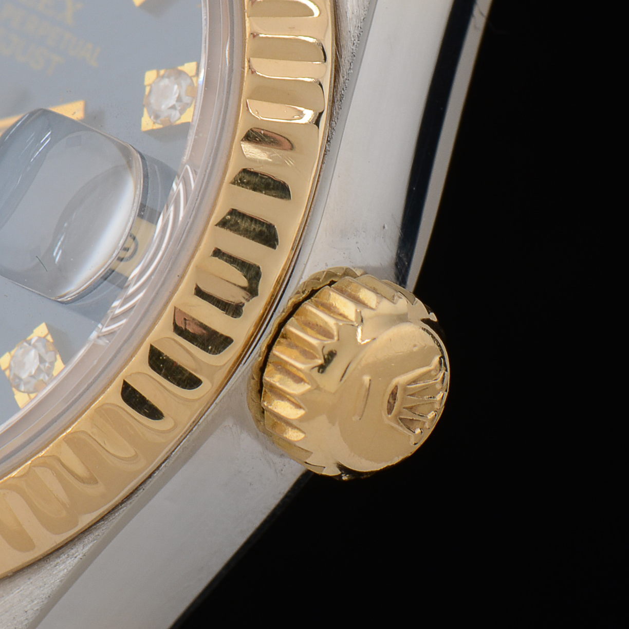 Women's Rolex Datejust 18K Gold and Steel Blue Diamond Dial Watch