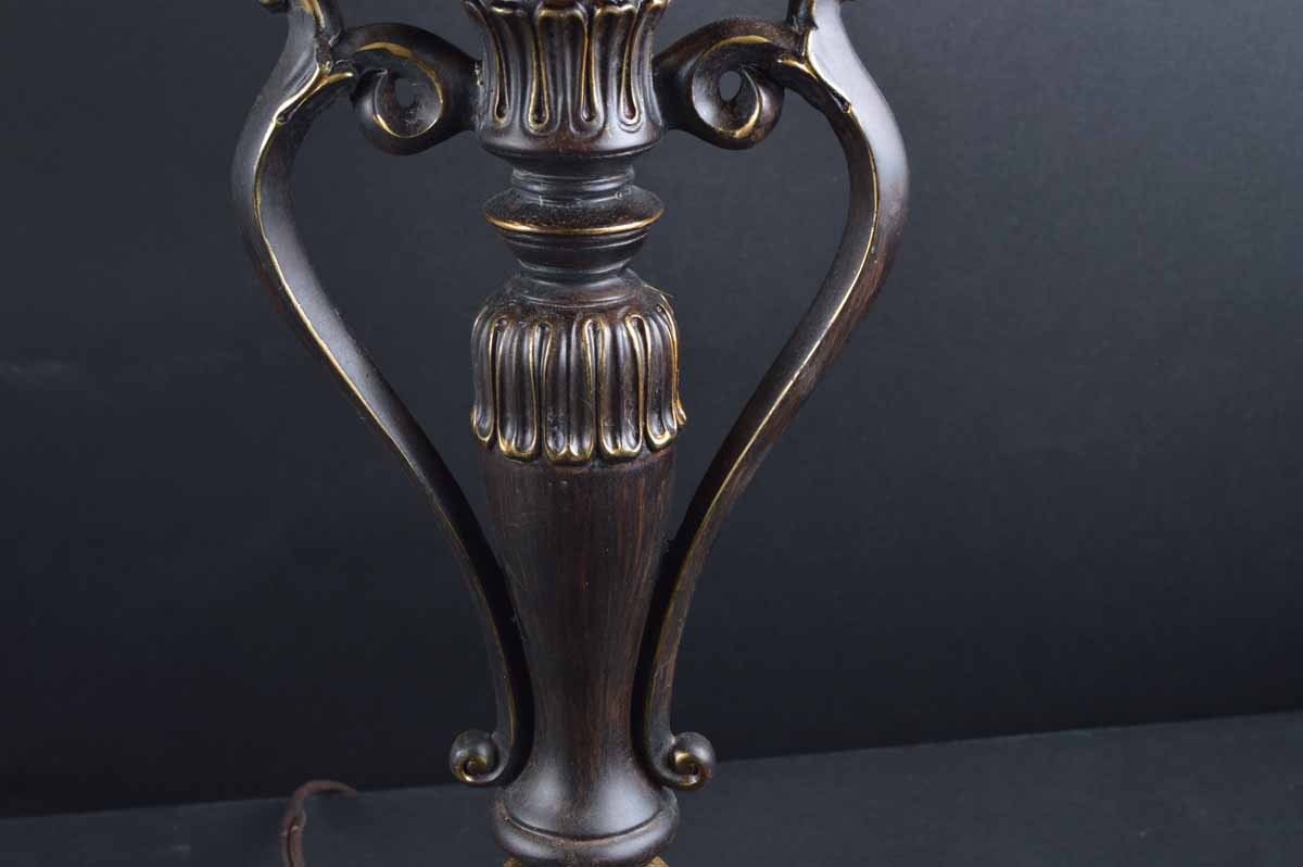 Pair of Metal Table Lamps with Marble Decoration