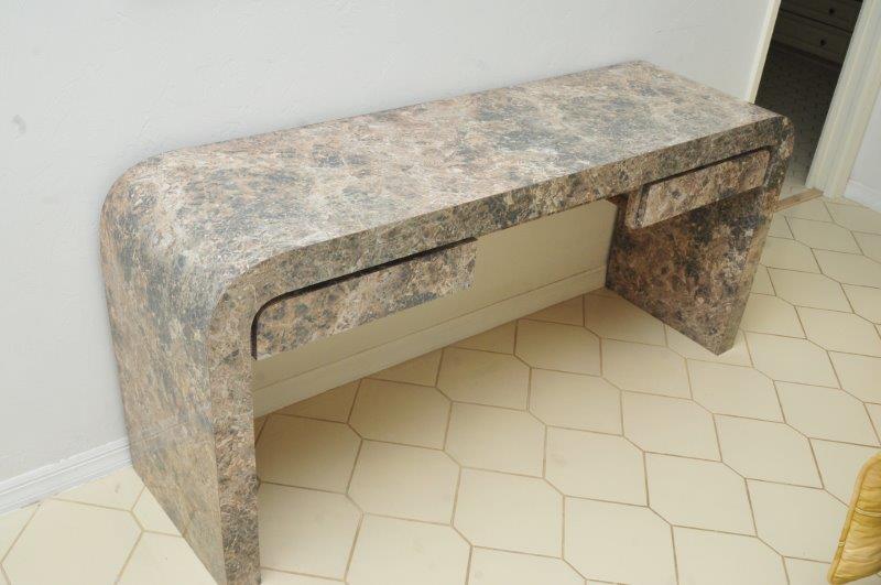 Faux Marble Veneer Console Table