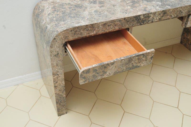 Faux Marble Veneer Console Table