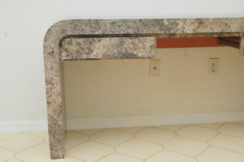 Faux Marble Veneer Console Table