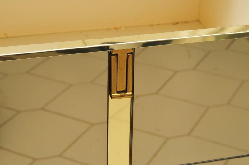 Gold Tone and Smoke Mirrored Bedside Table