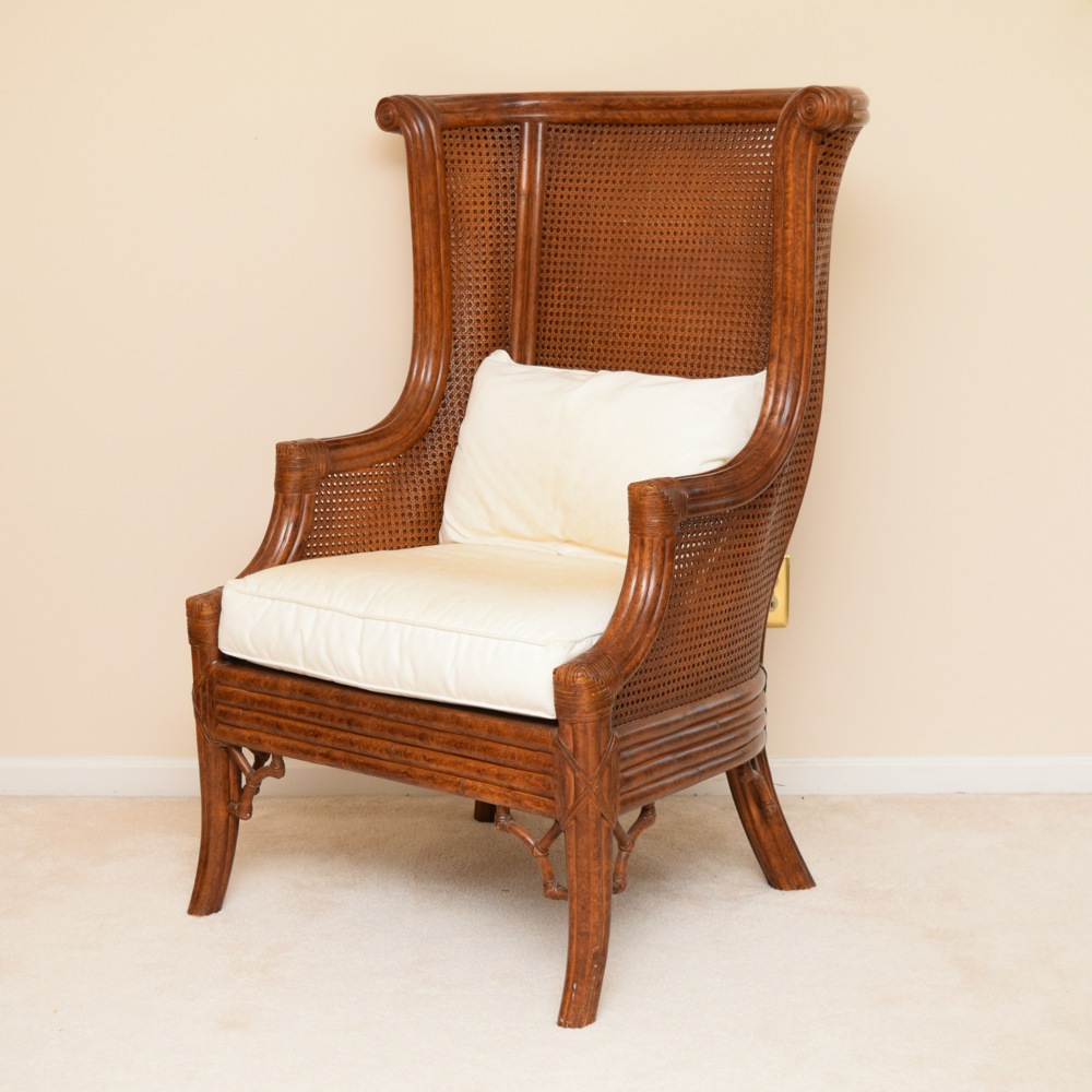 Bamboo and Cane Wingback Chair