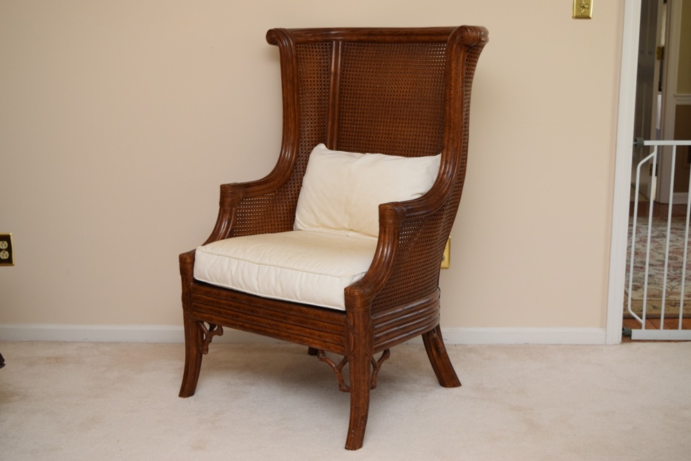 Bamboo and Cane Wingback Chair