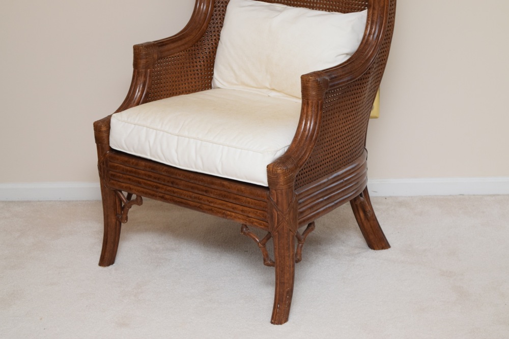 Bamboo and Cane Wingback Chair