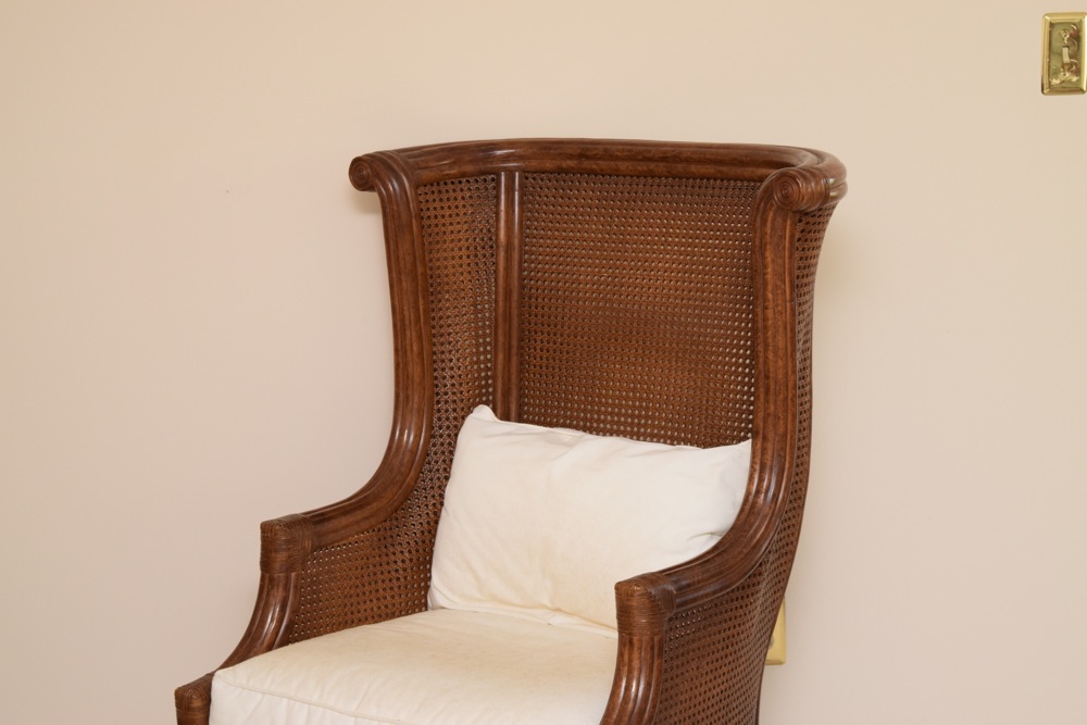 Bamboo and Cane Wingback Chair