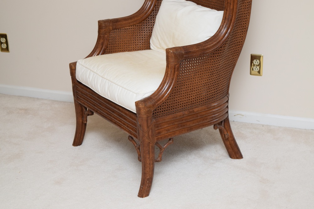 Bamboo and Cane Wingback Chair