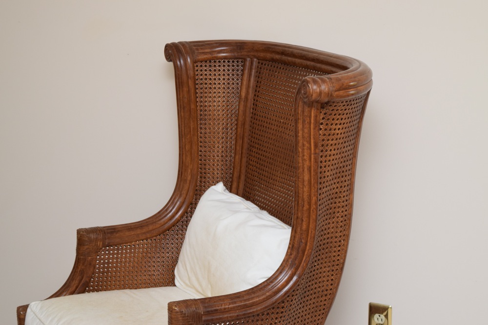 Bamboo and Cane Wingback Chair