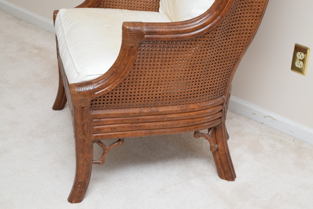 Bamboo and Cane Wingback Chair