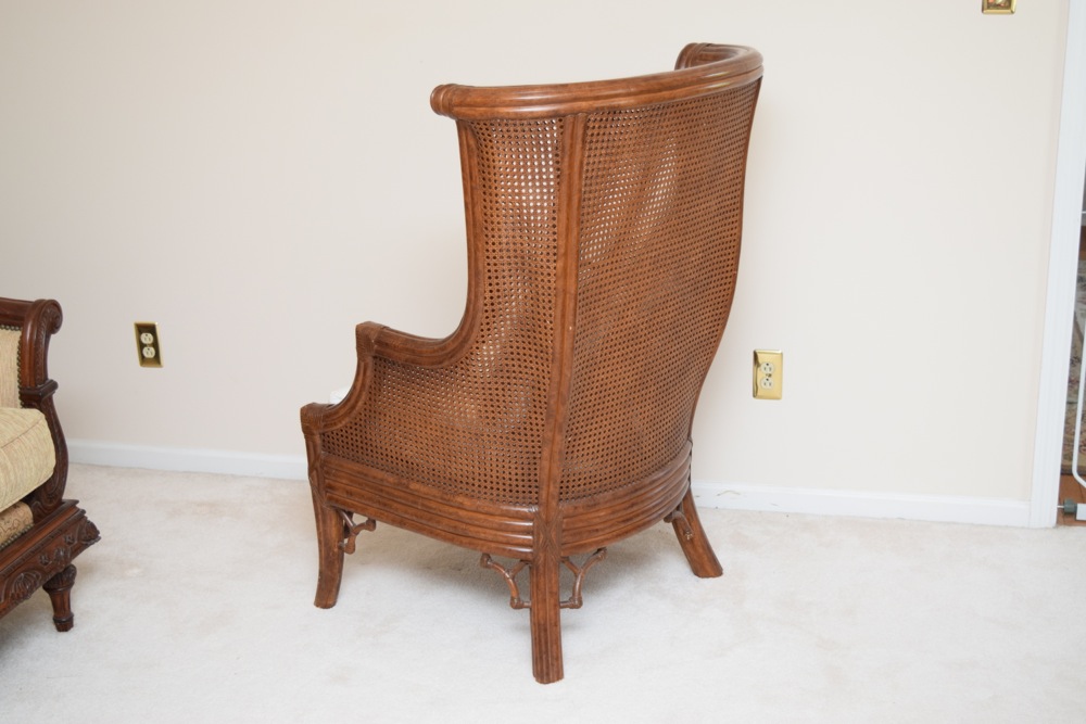 Bamboo and Cane Wingback Chair