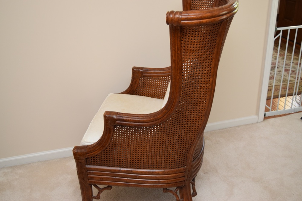 Bamboo and Cane Wingback Chair