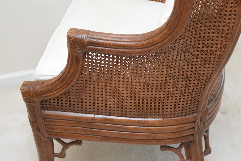 Bamboo and Cane Wingback Chair