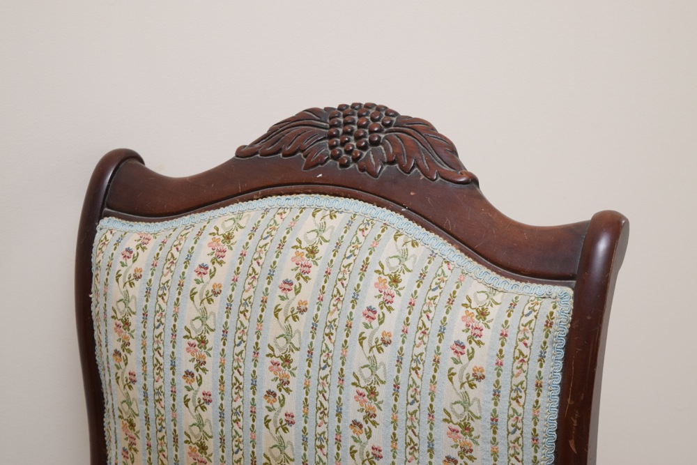 Antique Swan Neck Upholstered Rocking Chair