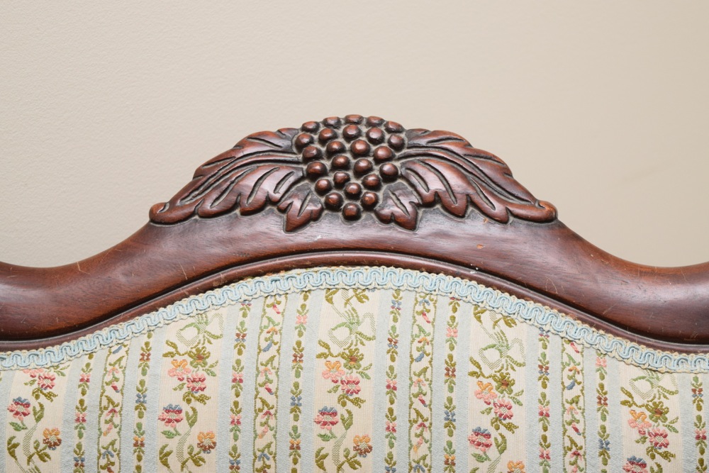 Antique Swan Neck Upholstered Rocking Chair