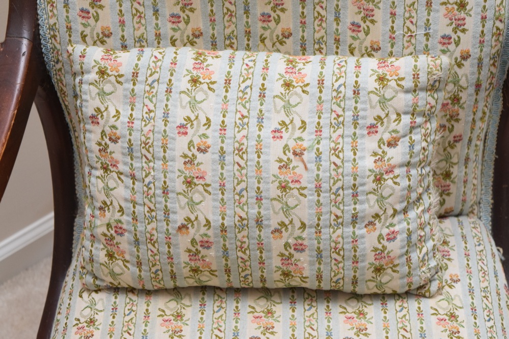 Antique Swan Neck Upholstered Rocking Chair