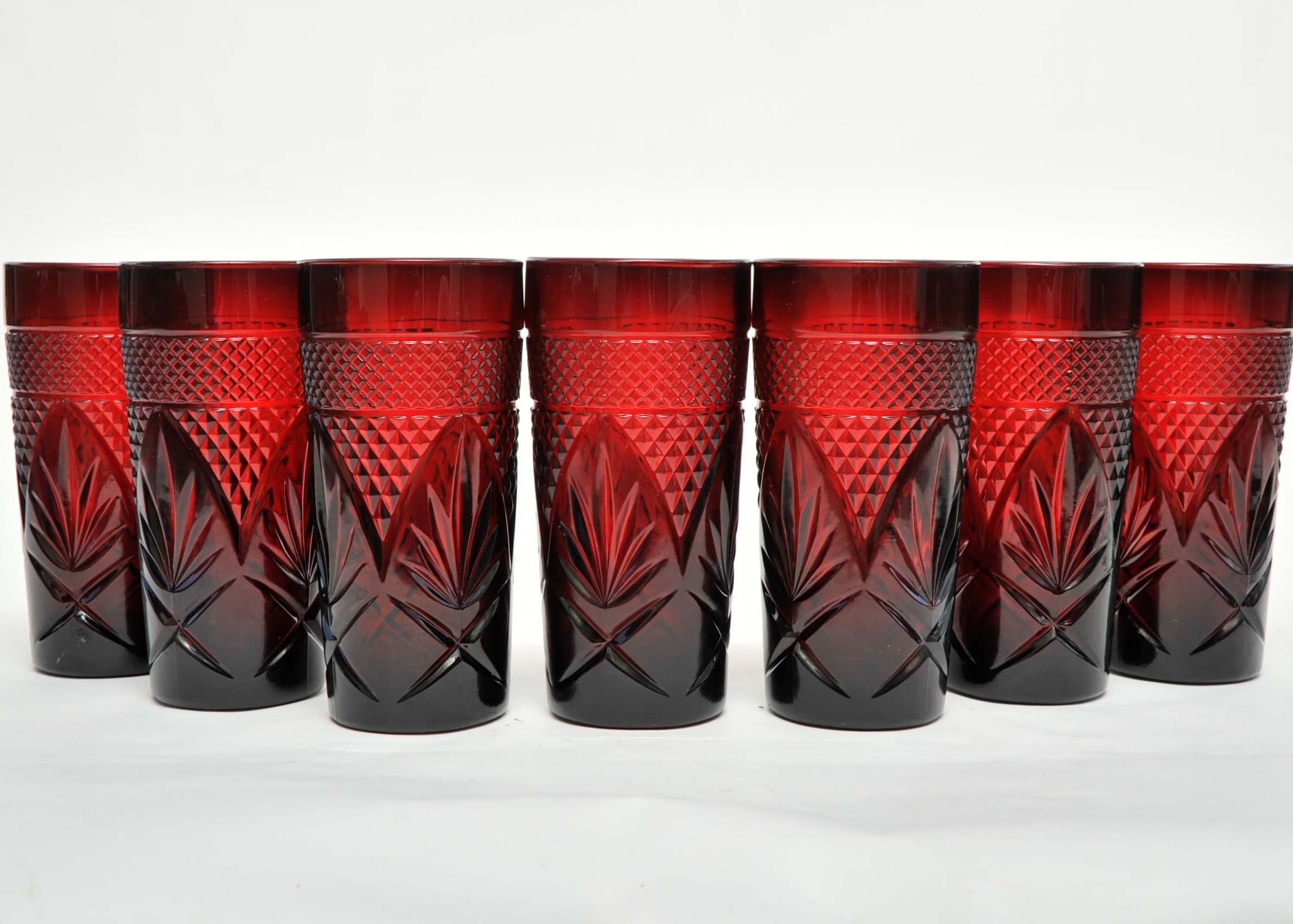 Red Pressed Highball Glasses