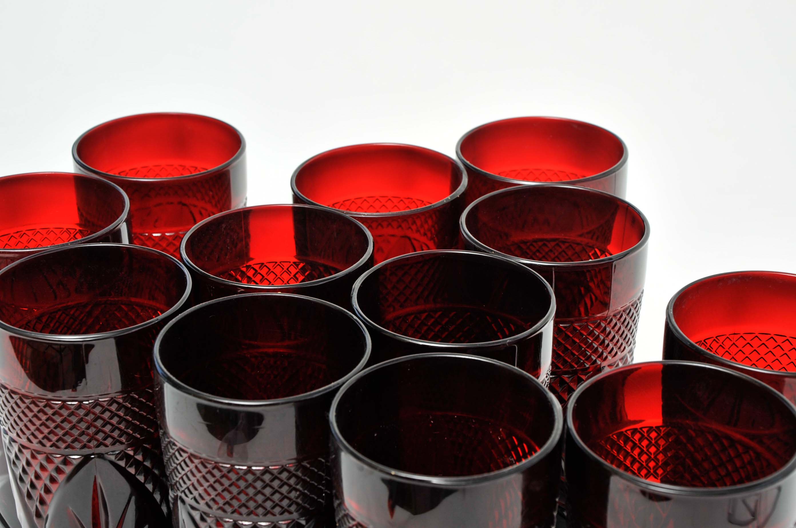 Red Pressed Highball Glasses