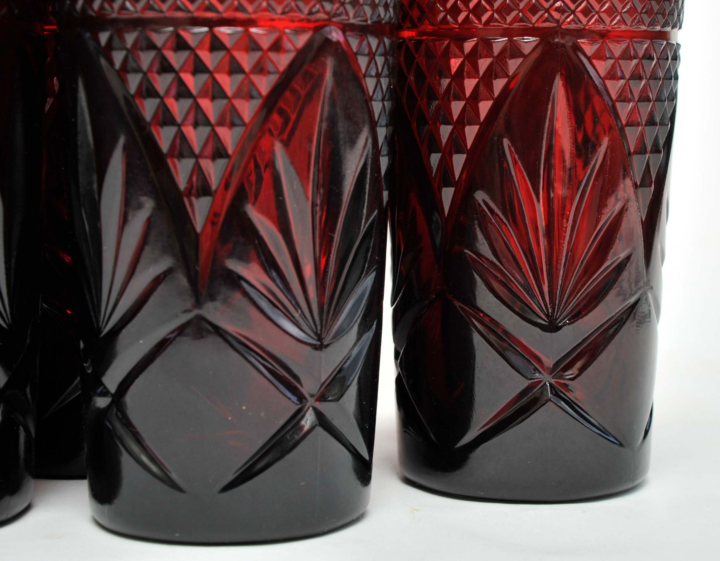 Red Pressed Highball Glasses