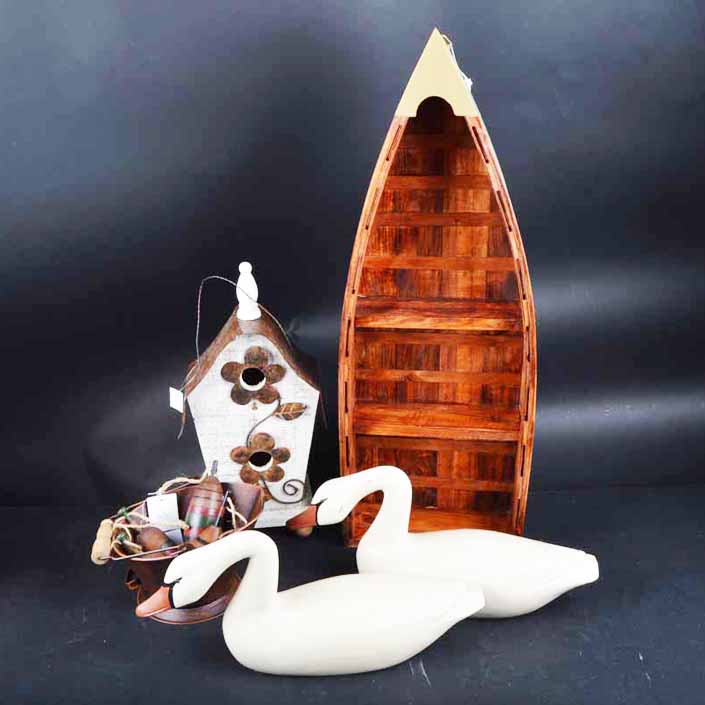 Grouping of Bird and Lake Themed Décor