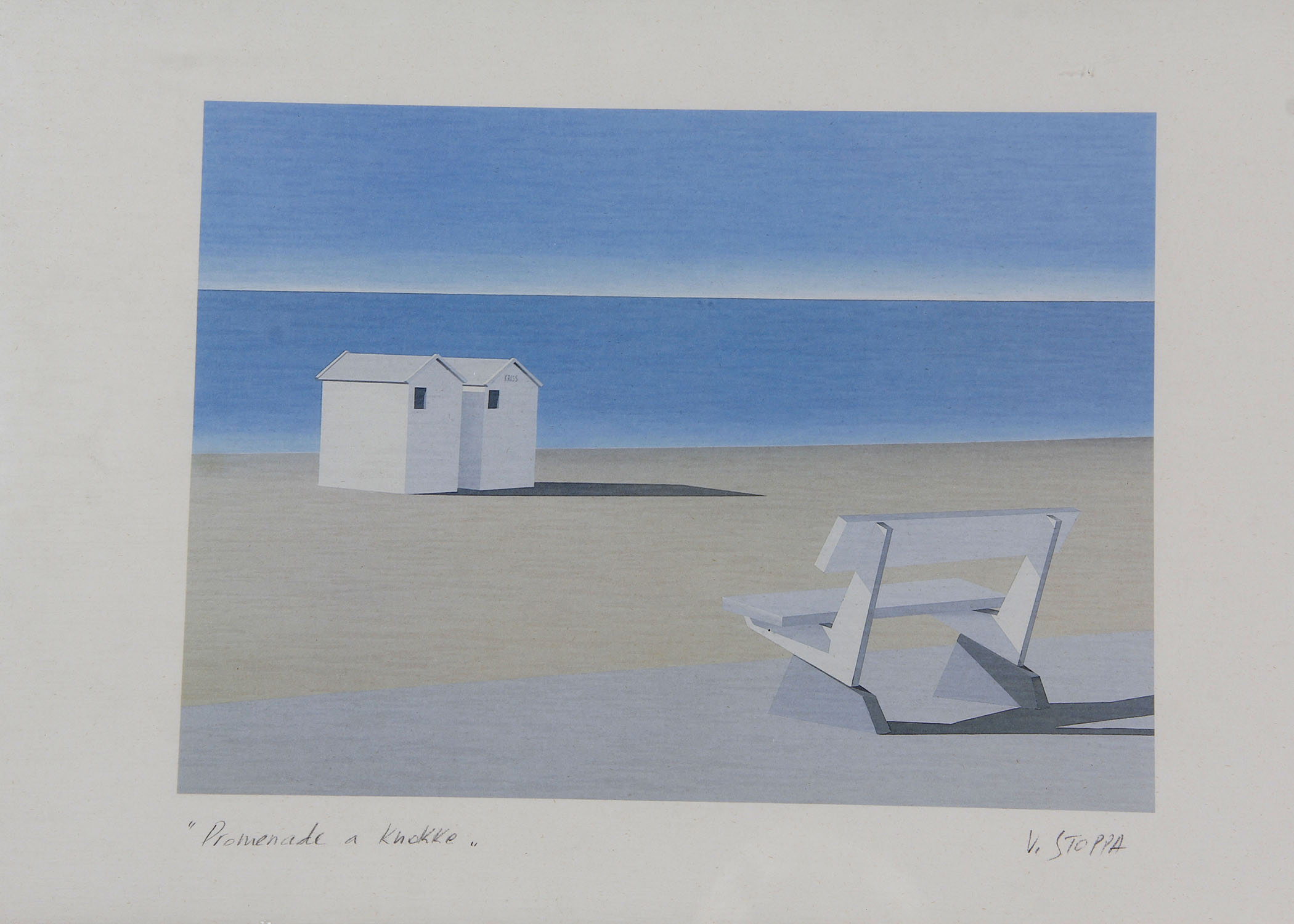 Signed V. Stoppa "Promenade A Knokke" Lithograph