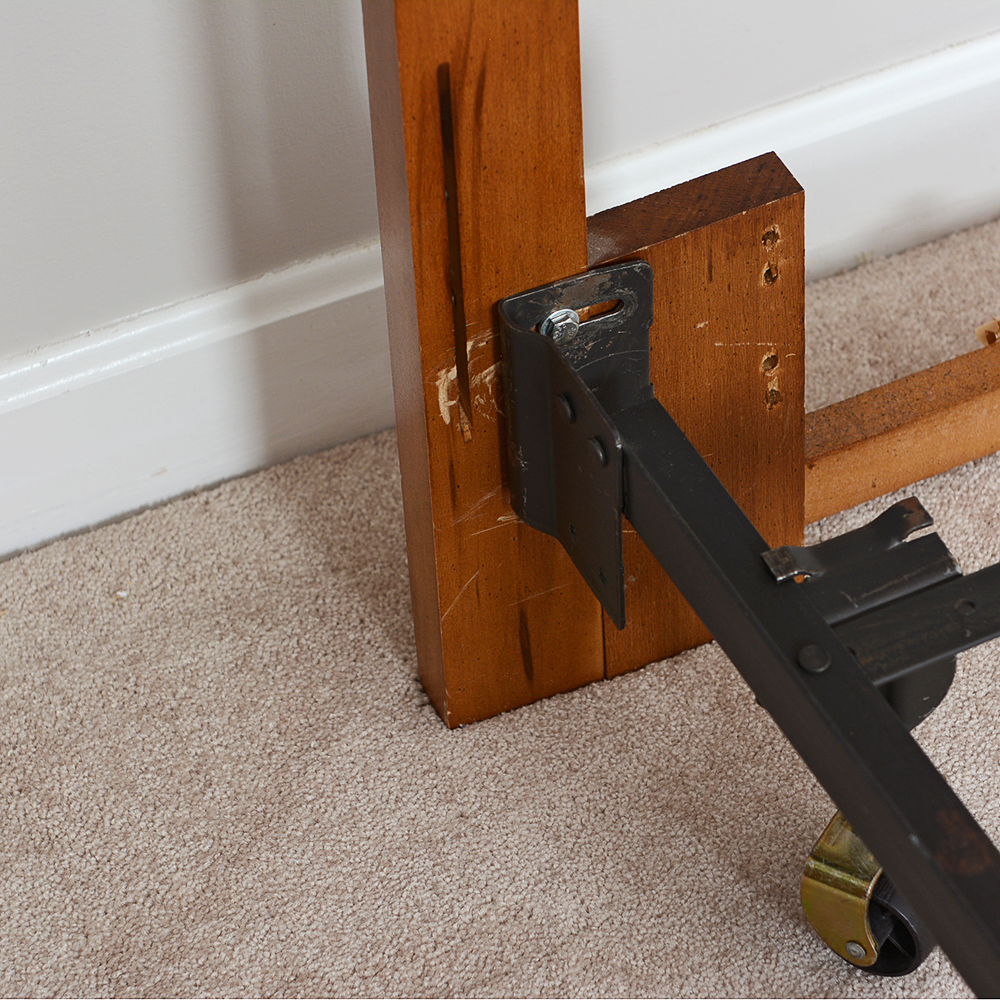 Traditional Style Queen Oak Headboard and Metal Frame