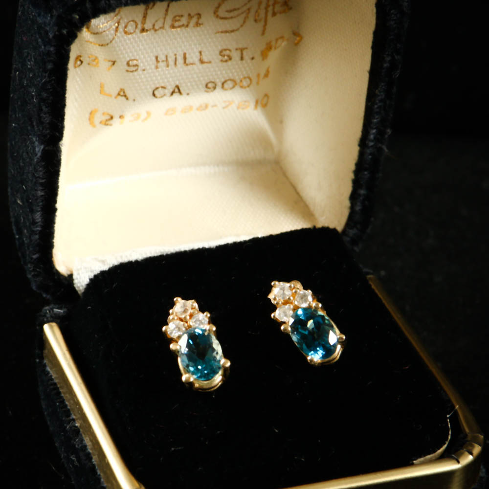 A Gold, Blue Topaz and Diamond Jewelry Ensemble