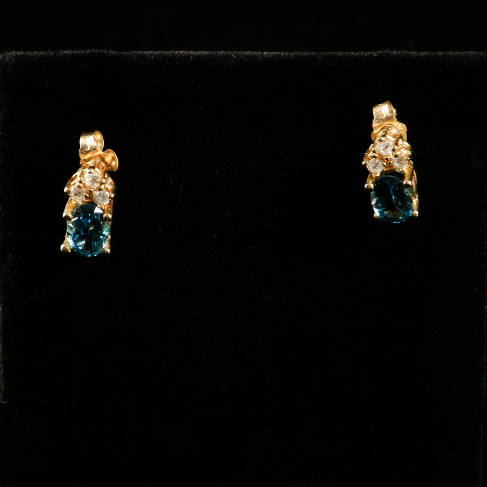 A Gold, Blue Topaz and Diamond Jewelry Ensemble