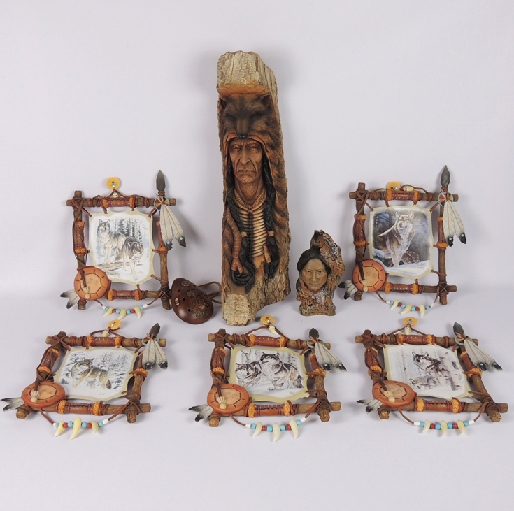 Neil J. Rose Native American Indian Sculpture and Al Agnew Wolf Art