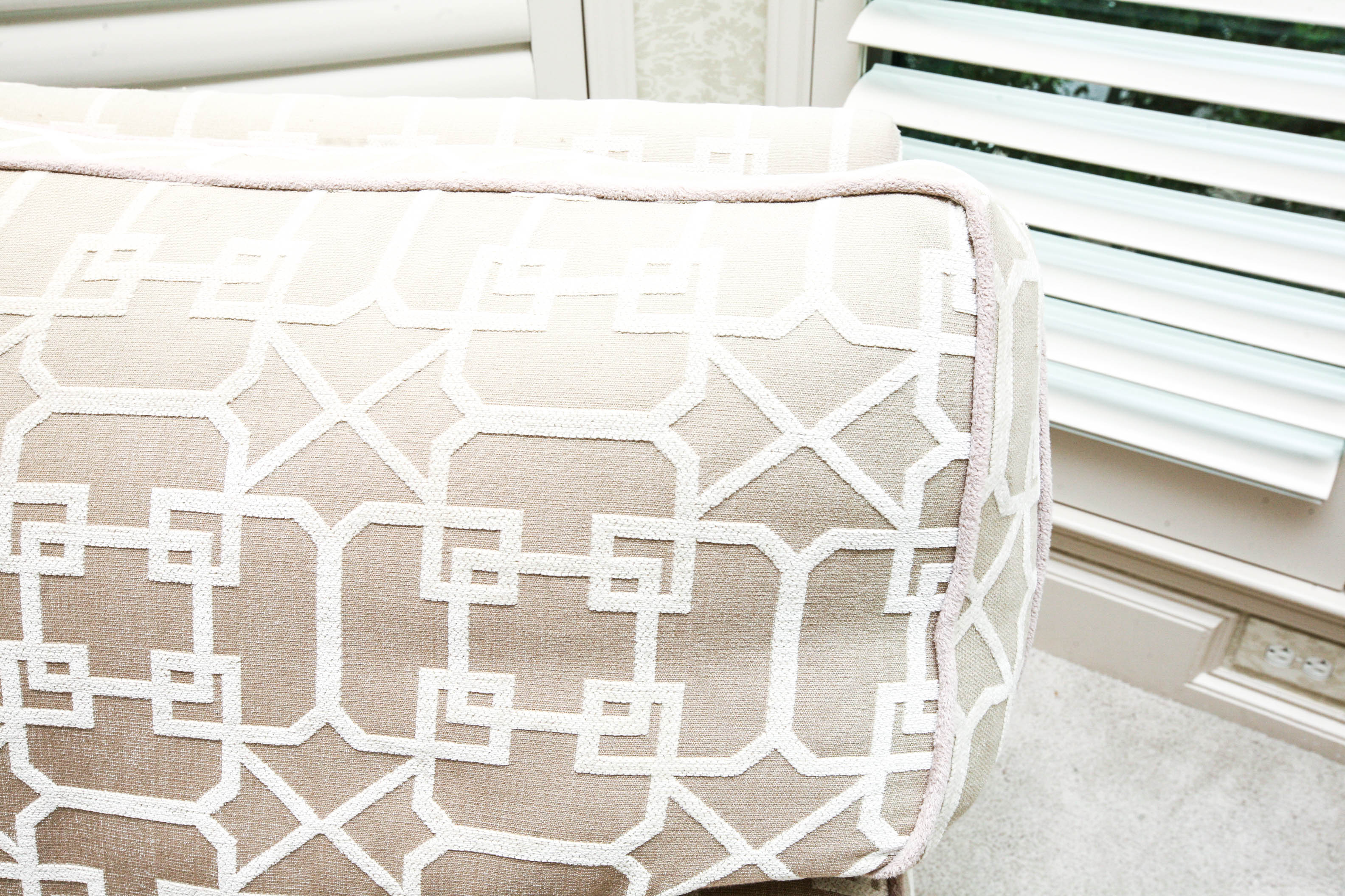 Khaki Upholstered Club Chair with Geometric Design