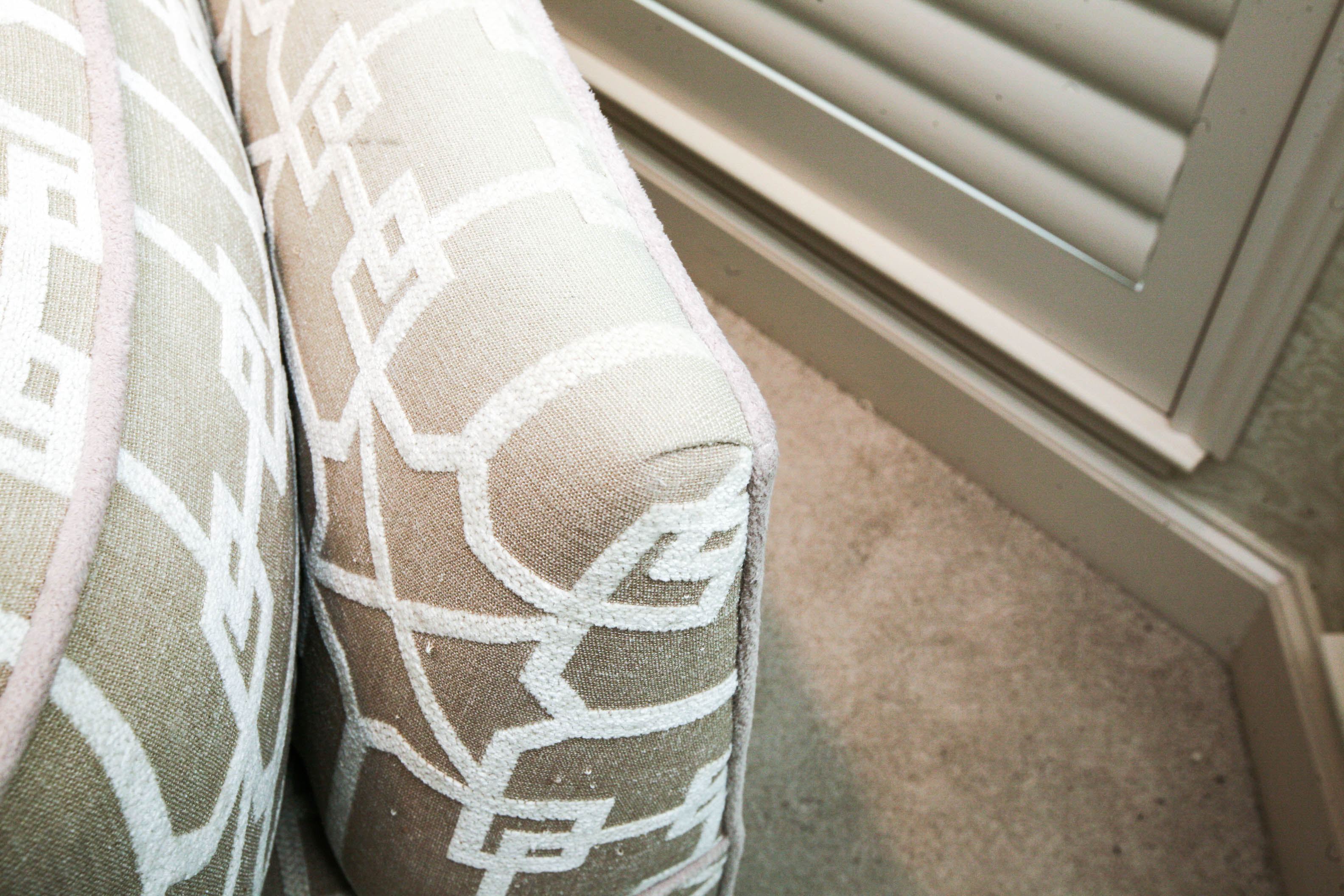 Khaki Upholstered Club Chair with Geometric Design