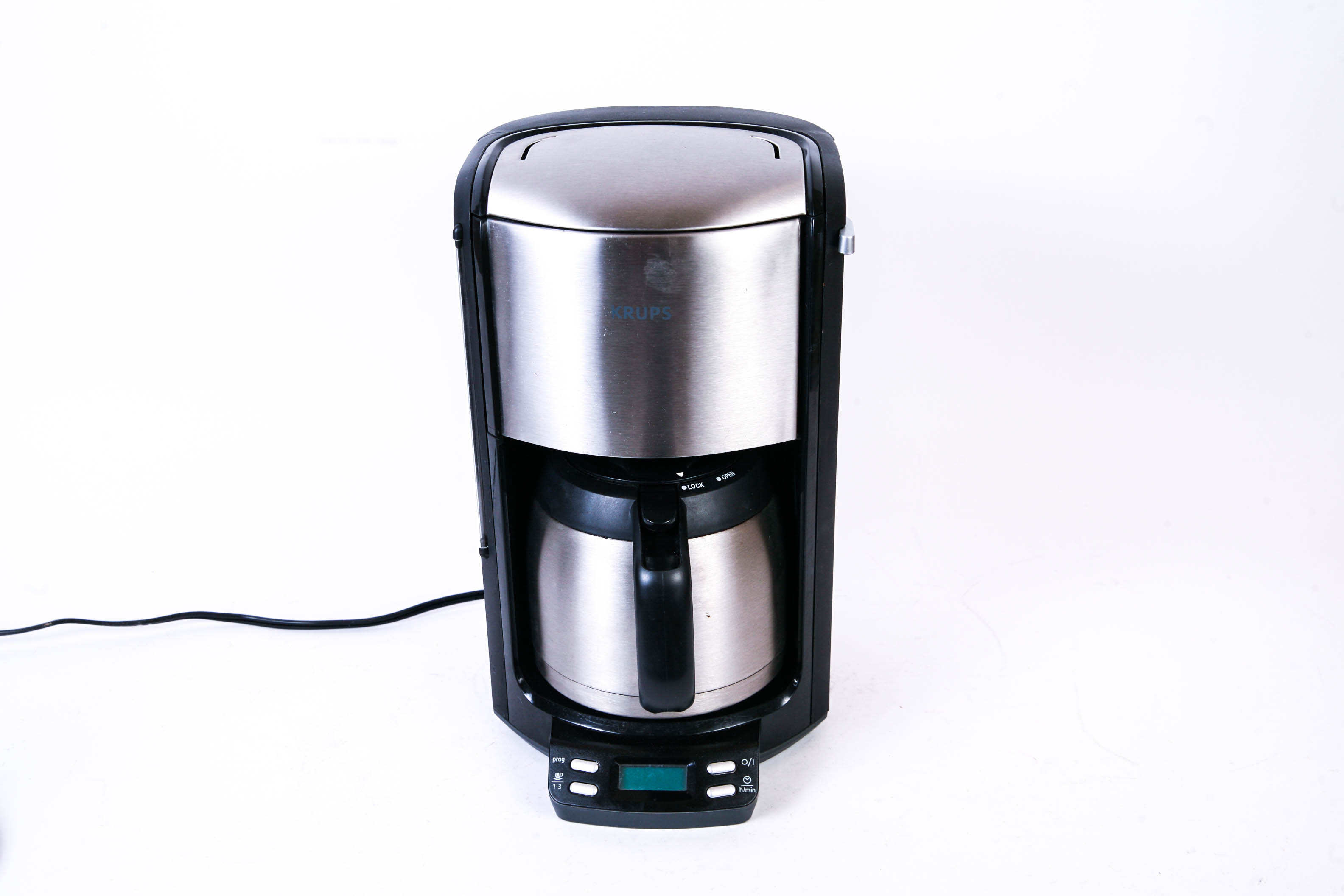 Assortment of Kitchen Items Including Safco Metal Trash Can and Krups Coffee Maker