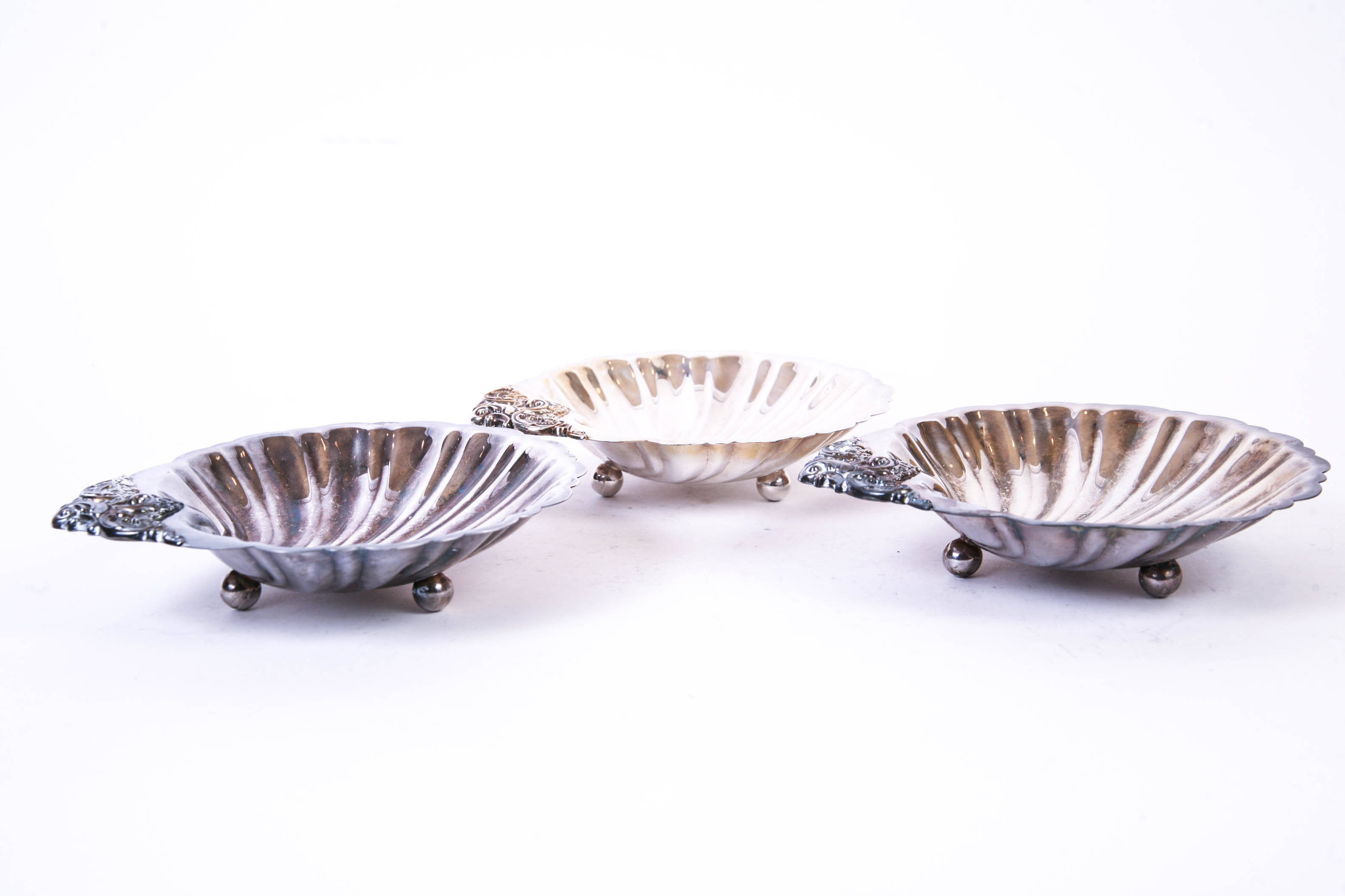 Trio of Baroque by Wallace Footed Shell Serving Dishes