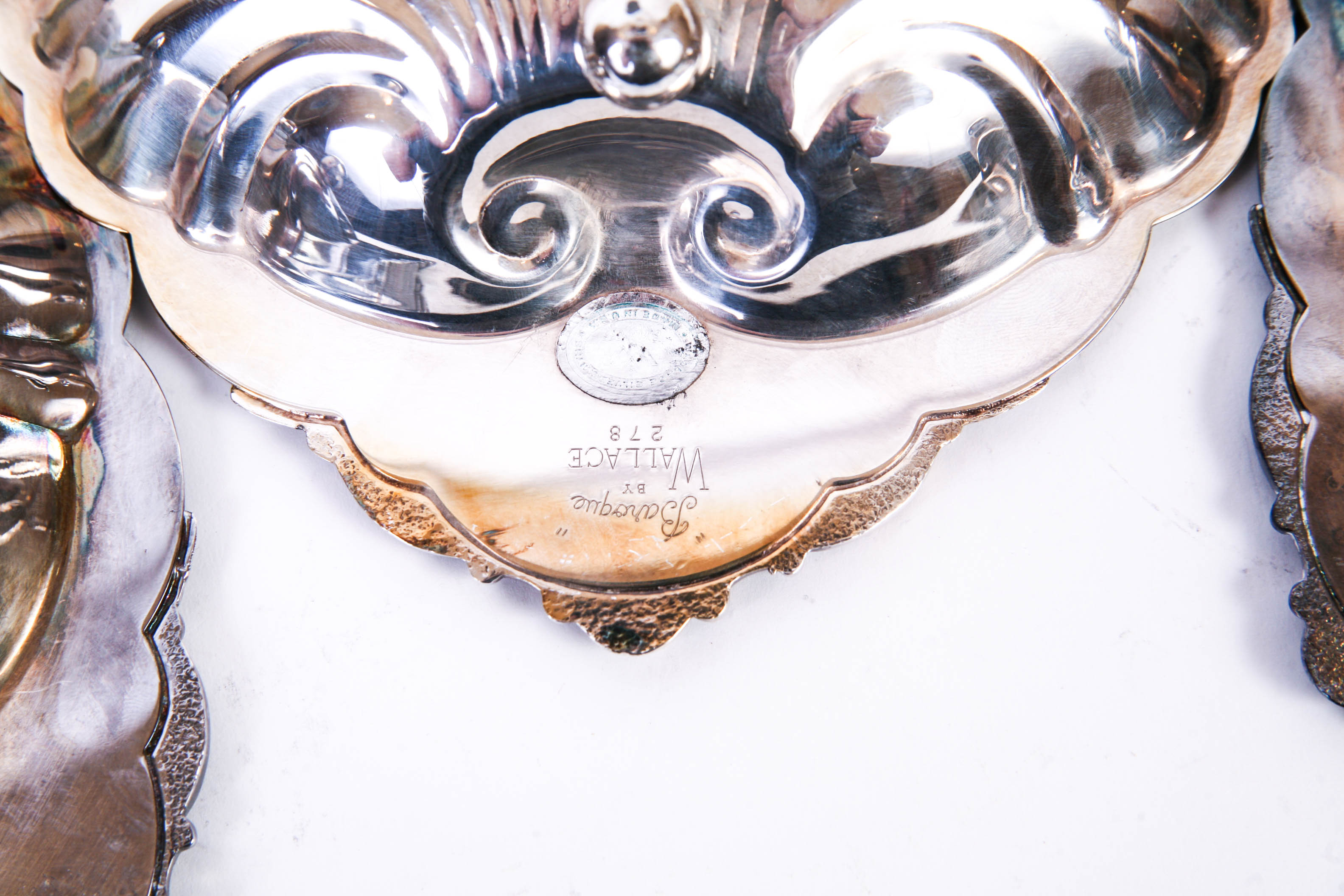 Trio of Baroque by Wallace Footed Shell Serving Dishes