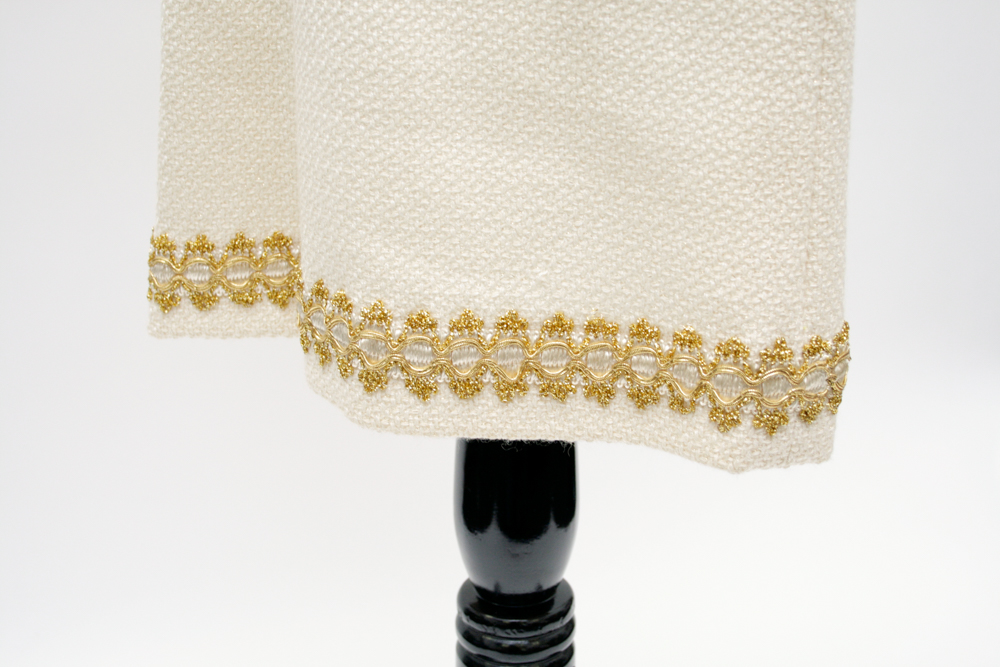 Vintage Chanel-Style Ivory and Gold Women's Skirt Suit