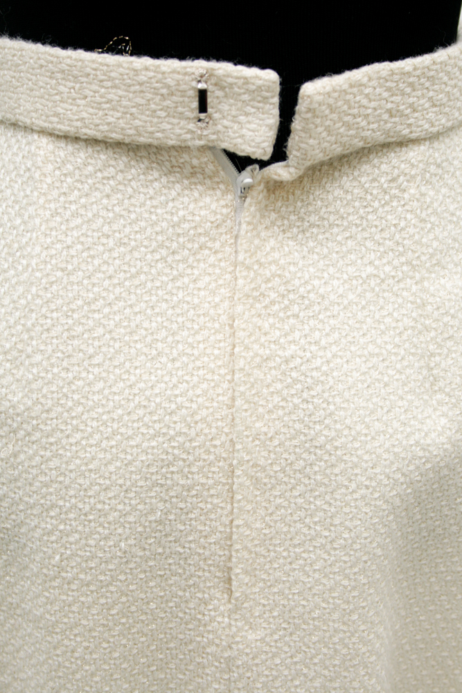 Vintage Chanel-Style Ivory and Gold Women's Skirt Suit