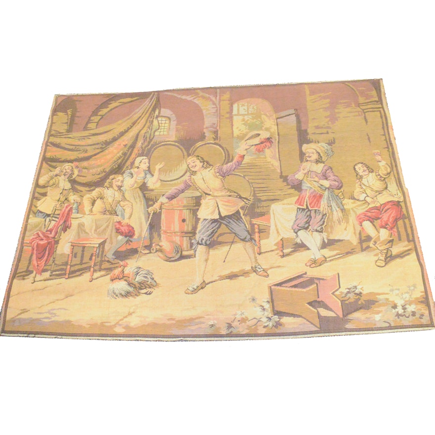 Belgium Tavern Scene with Cavaliers Wall Tapestry