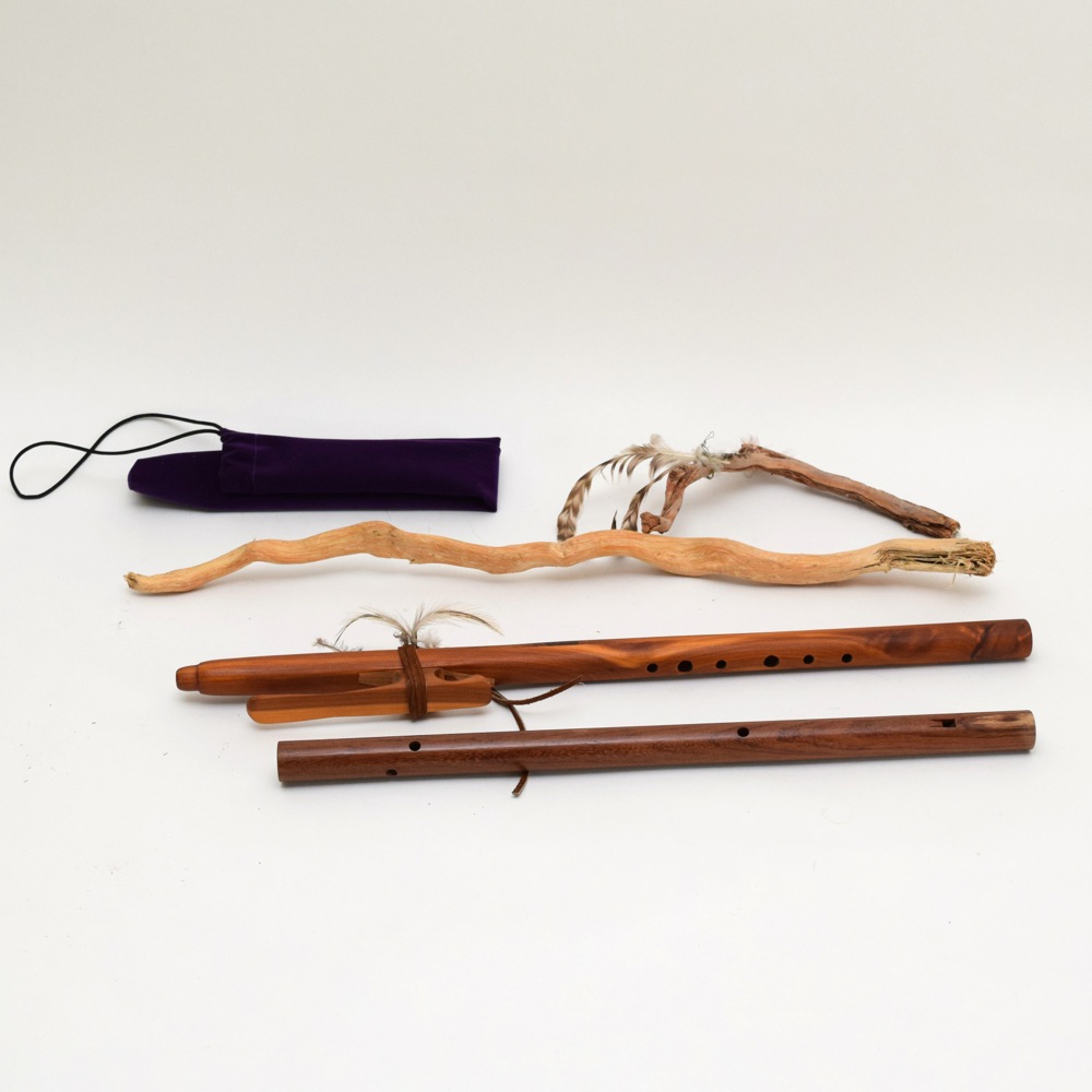 Wood Decor Including Two Native Woodwind Instruments