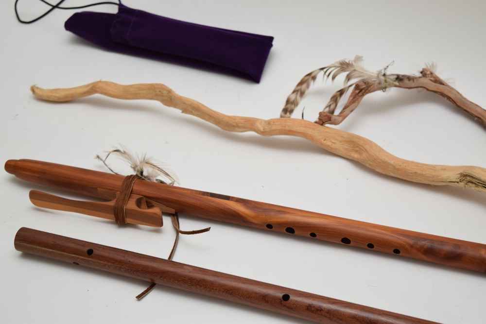 Wood Decor Including Two Native Woodwind Instruments