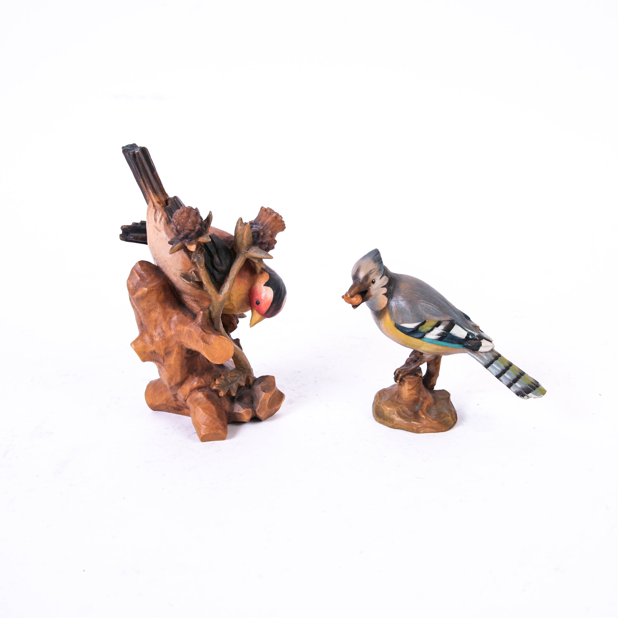 Carved Wooden Bird Sculptures