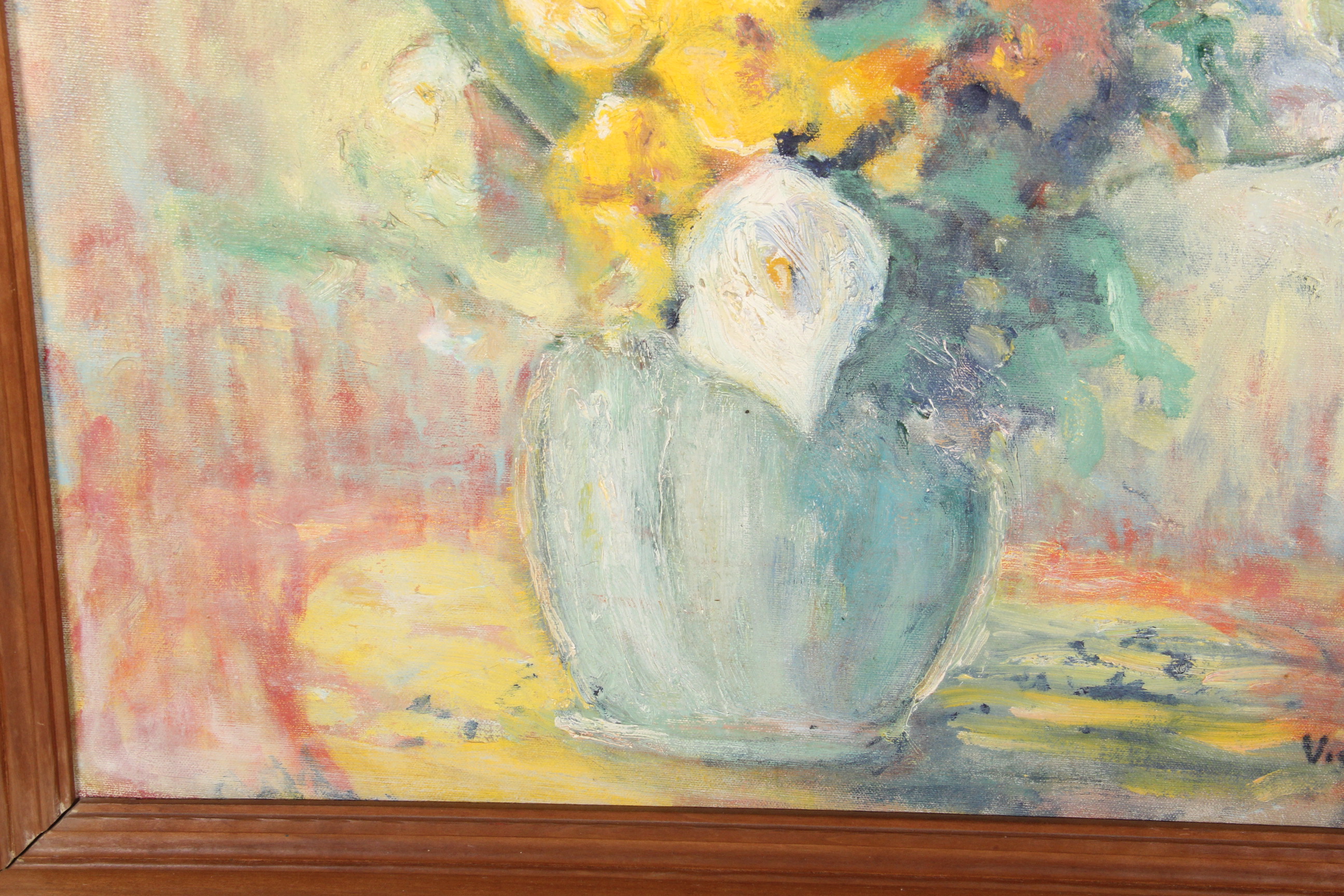 Mid Century Vivian Neill Original Impressionist Oil Still Life