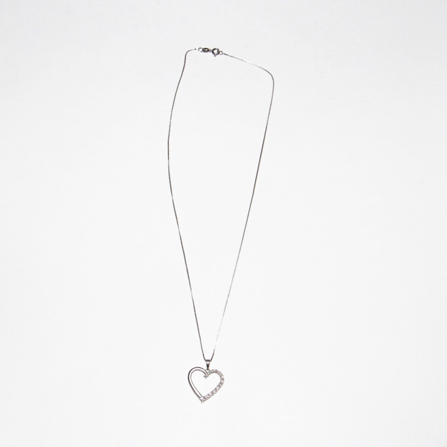 Sterling Heart Pendant with Diamonds Necklace