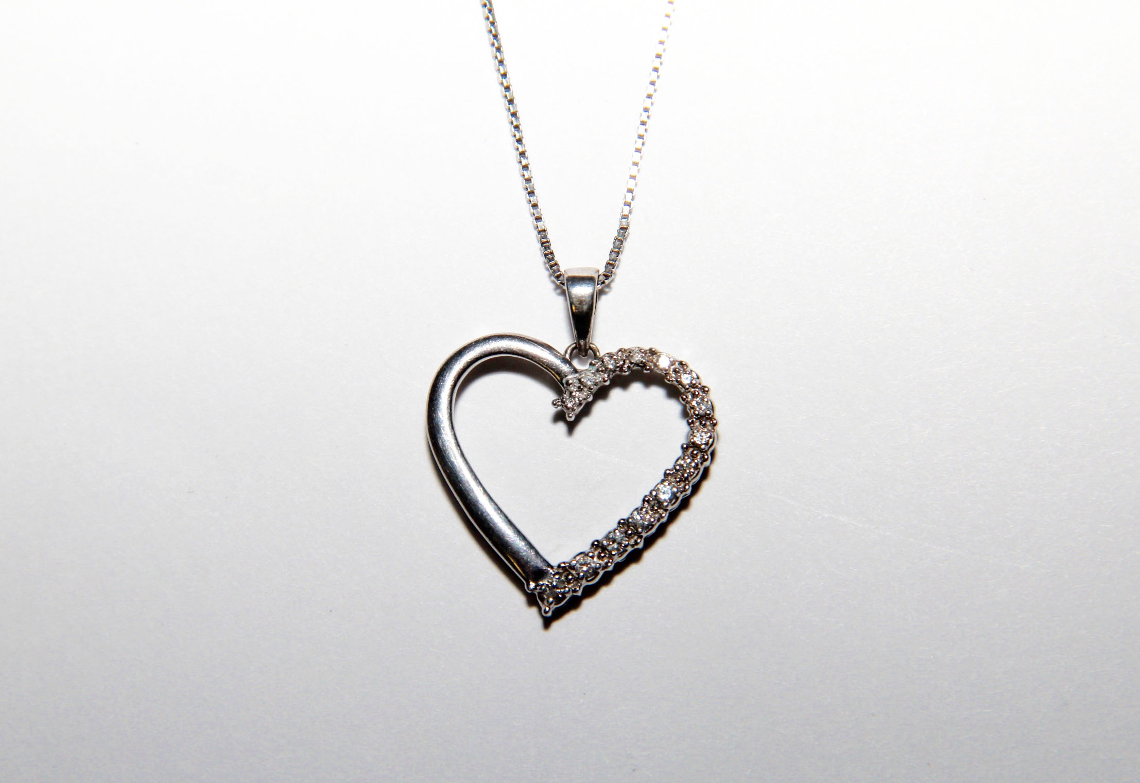 Sterling Heart Pendant with Diamonds Necklace