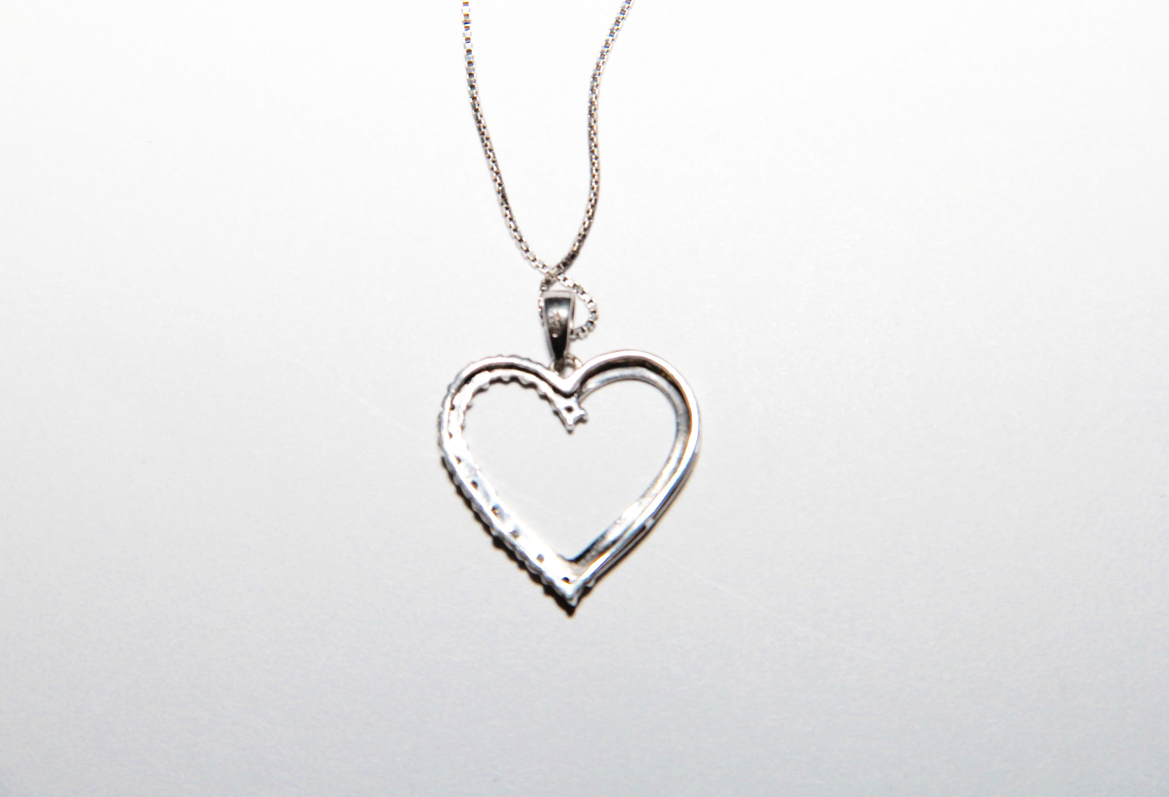 Sterling Heart Pendant with Diamonds Necklace
