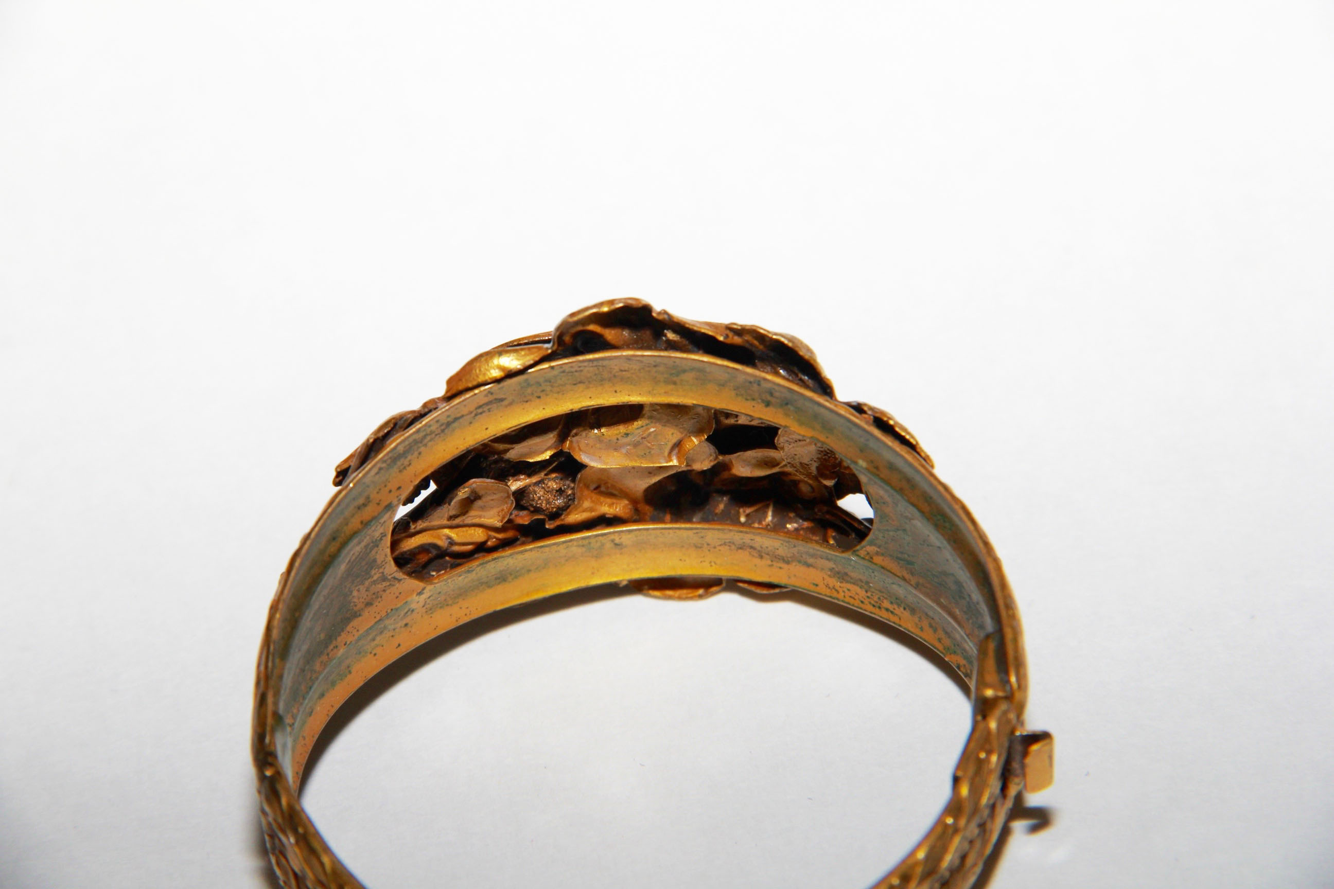 Brass Bangle with Colored Glass Stones