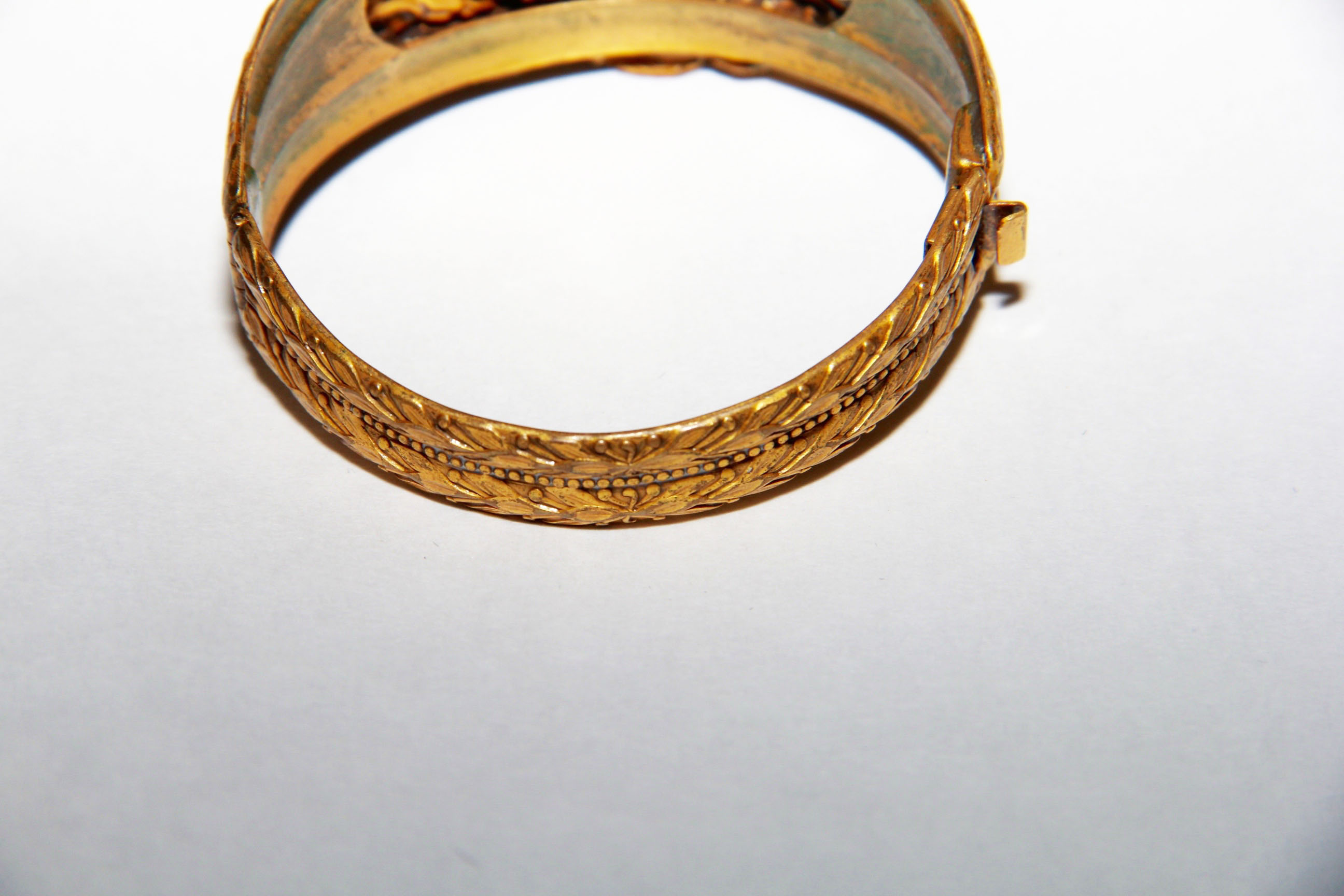 Brass Bangle with Colored Glass Stones