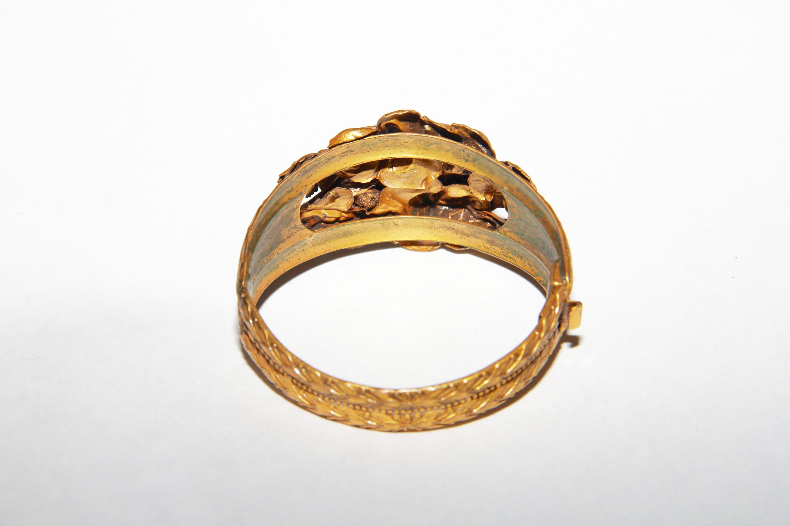 Brass Bangle with Colored Glass Stones