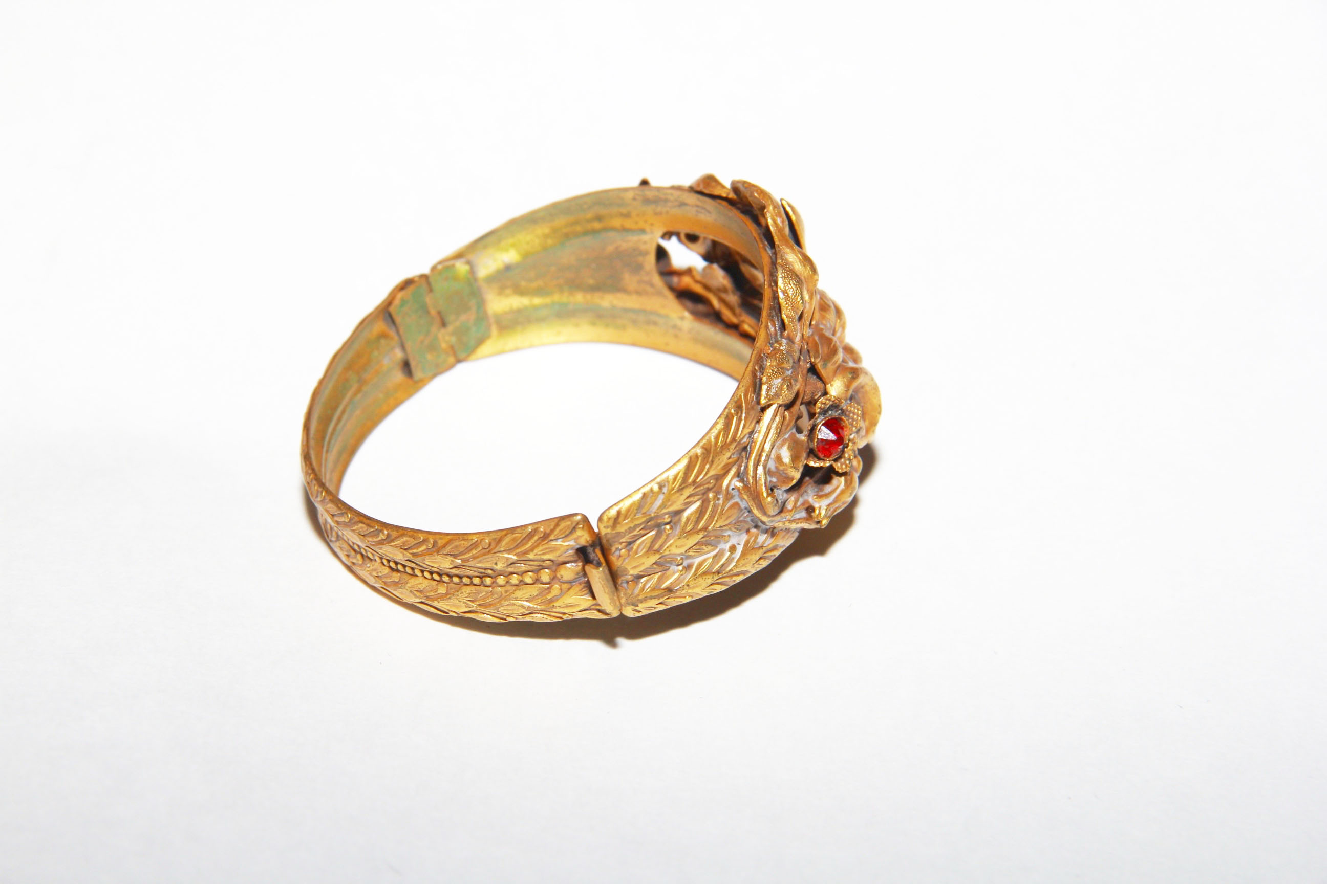 Brass Bangle with Colored Glass Stones