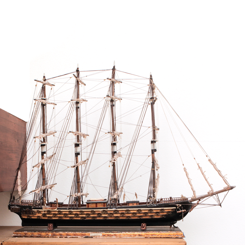 Vintage Spanish 18th Century Frigate Model