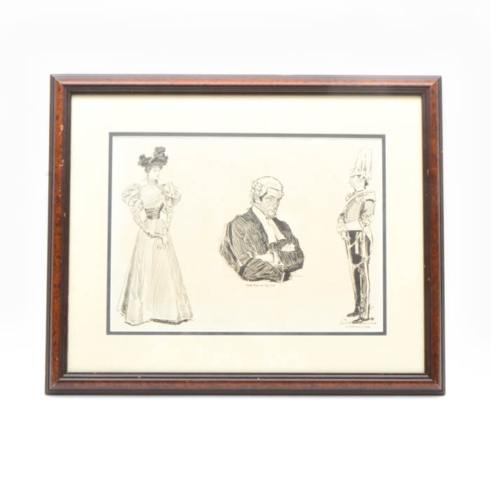 Framed Copper Plate Engraving by Charles Dana Gibson