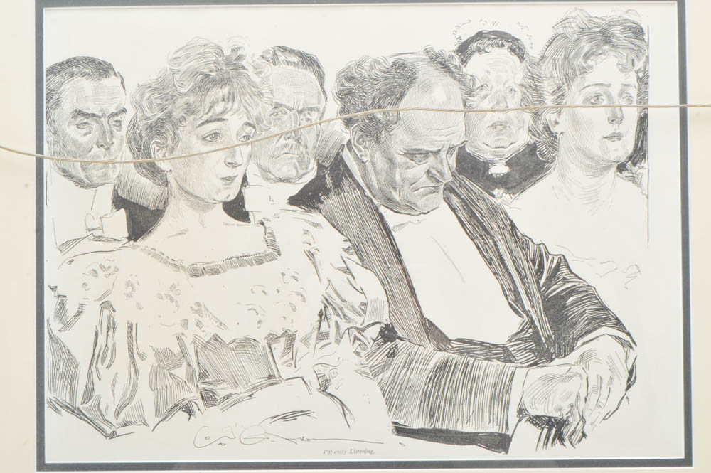 Framed Copper Plate Engraving by Charles Dana Gibson